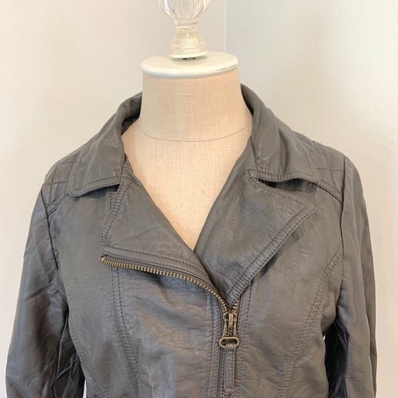 NWOT Charcoal Grey Leather Jacket - Picture 8 of 12